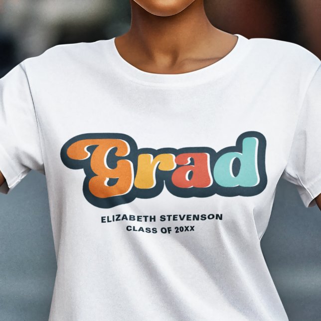 Groovy retro colourful Graduate typography T-Shirt (Creator Uploaded)