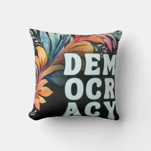 Groovy Retro Colourful Politics Themed Democracy Cushion