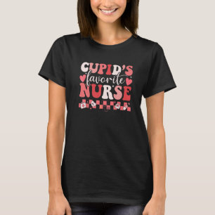 Groovy Retro Cupid's Favorite Nurse Valentine's Da T-Shirt