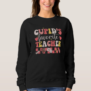 Groovy Retro Cupid's Favorite Teacher Valentine's  Sweatshirt