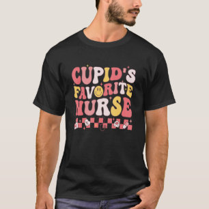 Groovy Retro Cupid's Favourite Nurse Nursing Valen T-Shirt