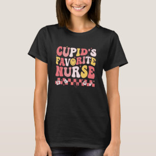 Groovy Retro Cupid's Favourite Nurse Nursing Valen T-Shirt