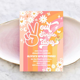 Groovy Retro Daisy 10th Birthday Invitation