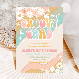 Groovy Retro Daisy Birthday Invitation