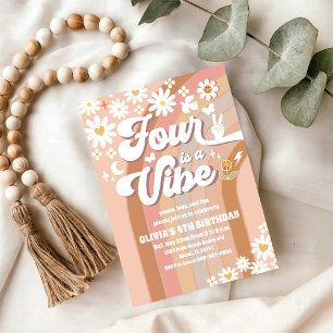 Groovy Retro Daisy Birthday Invitation