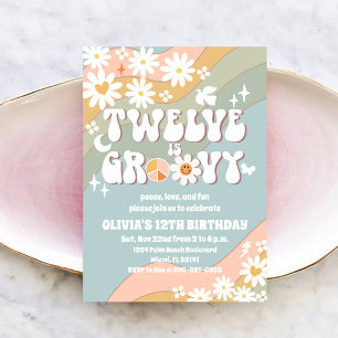 Groovy Retro Daisy Birthday Invitation