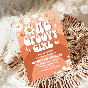 Groovy Retro Daisy Birthday Invitation