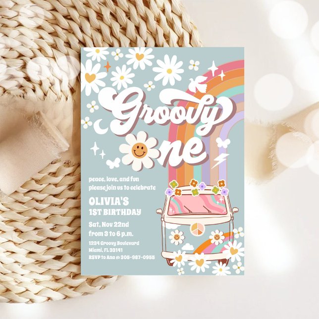 Groovy Retro Daisy Birthday Invitation (Creator Uploaded)