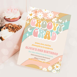 Groovy Retro Daisy Birthday Invitation