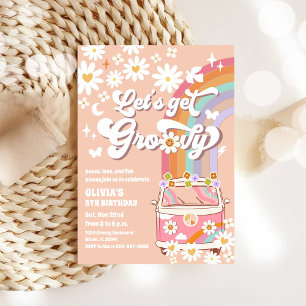 Groovy Retro Daisy Birthday Invitation