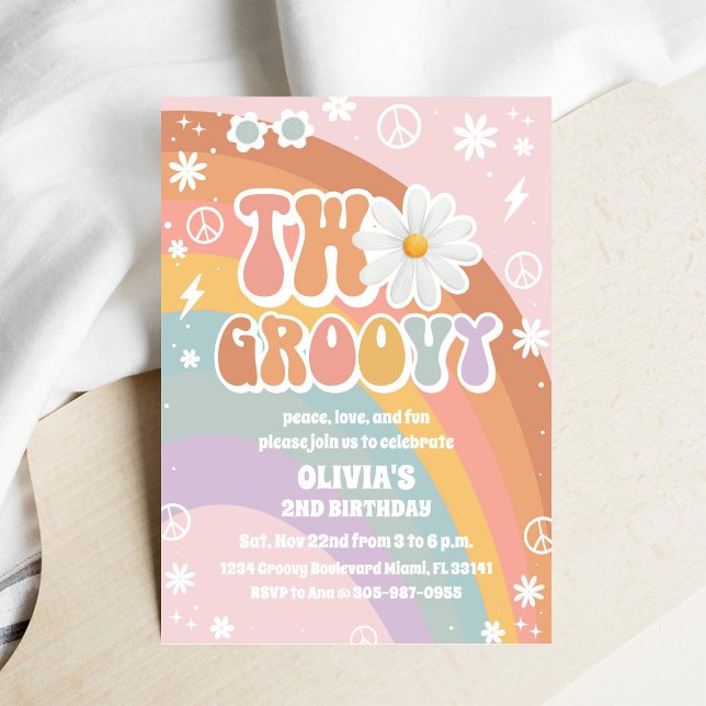 Groovy Retro Daisy Birthday Invitation (Creator Uploaded)