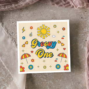 Groovy Retro Daisy Birthday Party Napkin