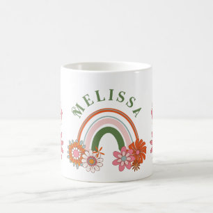 Groovy Retro Daisy Flowers Pattern Boho Floral Coffee Mug