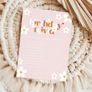 Groovy Retro Daisy Girls 1st Birthday Trivia Card