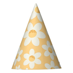 Groovy Retro Daisy Party Hat   Boho Floral Birthda