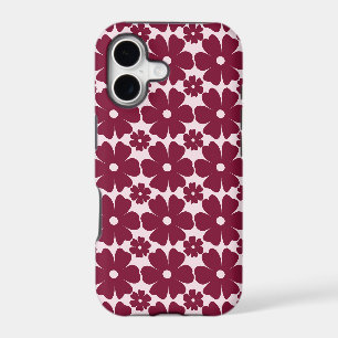 Groovy Retro Daisy Pattern Deep Berry Pink