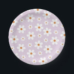 Groovy Retro Daisy Purple Paper Plate<br><div class="desc">Groovy Five is a Vibe Retro 5th birthday plates with purple happy face,  daisy and peace sign, </div>