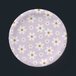 Groovy Retro Daisy Purple Paper Plate<br><div class="desc">Groovy Five is a Vibe Retro 5th birthday plates with purple happy face,  daisy and peace sign, </div>