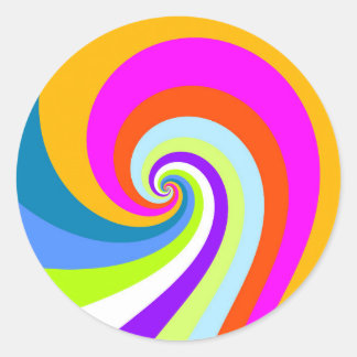 GROOVY RETRO DESIGN LOVELY VINTAGE RAINBOW VIBES   CLASSIC ROUND STICKER