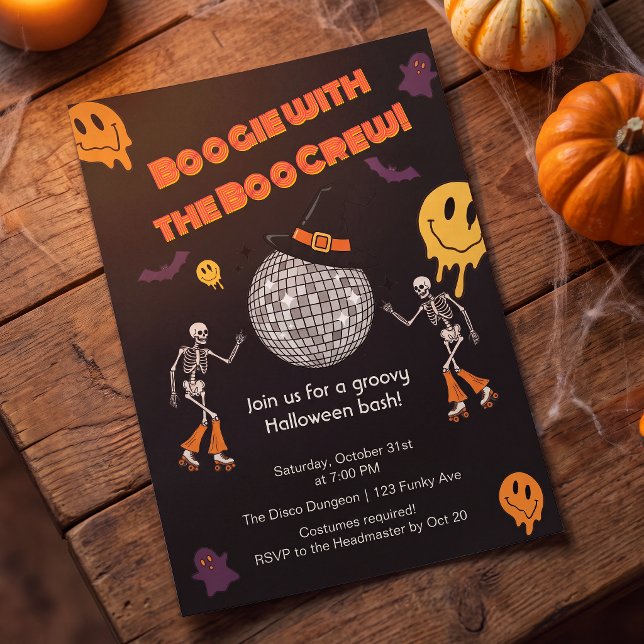 Groovy Retro Disco Halloween Party Invitation (Creator Uploaded)
