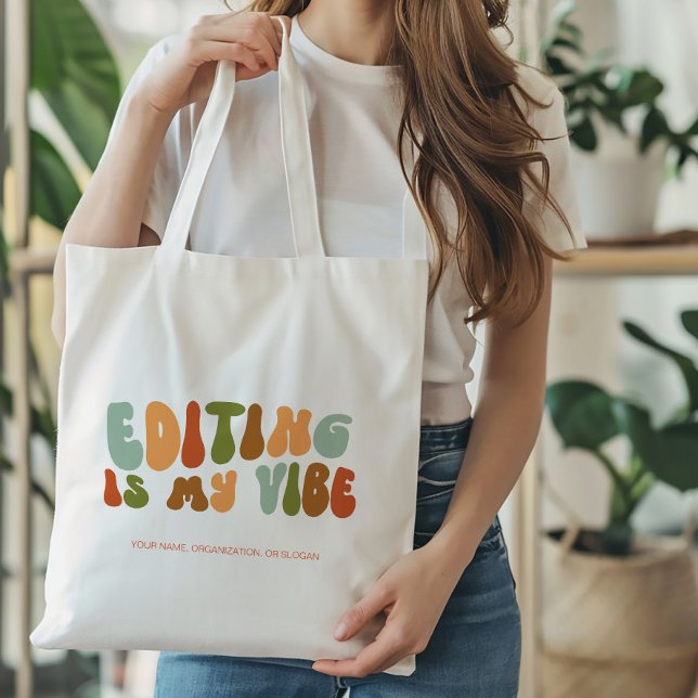 Groovy Retro Editing Is My Vibe, Editor Tote Bag (Creator Uploaded)
