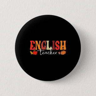 Groovy Retro English Teacher Fall Vibes Autumn Tha 6 Cm Round Badge