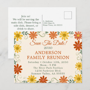 Groovy Retro Family Reunion Save The Date Holiday Postcard