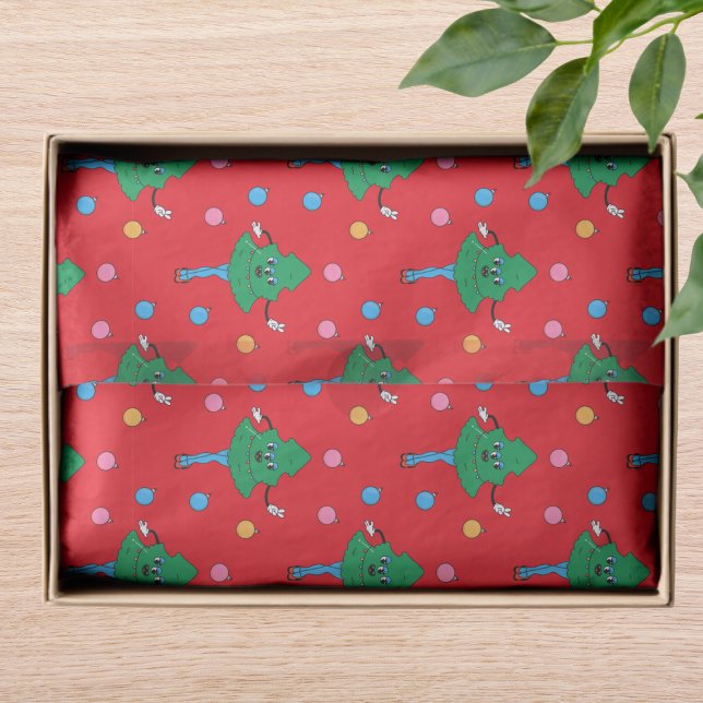 Groovy Retro Festive Girly Christmas Trees Tissue Paper (Creator Uploaded)