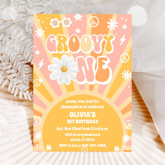 Groovy Retro First Birthday Invitation
