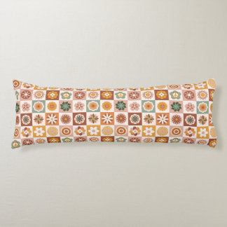 Groovy Retro Floral Checked Body Cushion