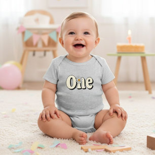 Groovy Retro Floral First Birthday Theme Tee
