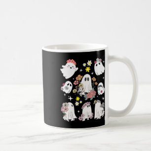 Groovy Retro Floral Ghost Hippie Cute Halloween Sp Coffee Mug