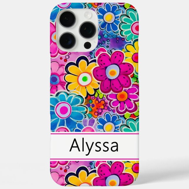 Groovy Retro Floral Personalised Case-Mate iPhone Case (Back)