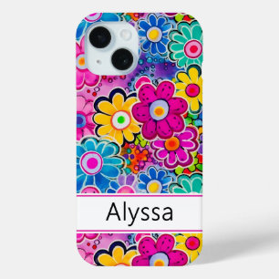 Groovy Retro Floral Personalised iPhone 15 Case