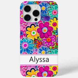 Groovy Retro Floral Personalised iPhone 15 Pro Max Case