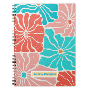 Groovy Retro Floral   Personalised Spiral  Notebook