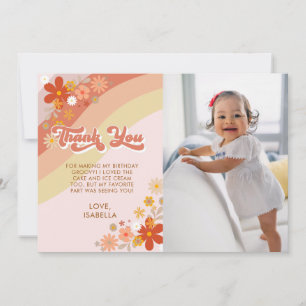 Groovy Retro Floral Thank You Card