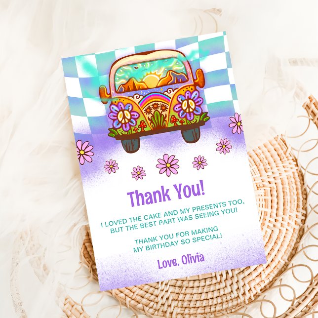 Groovy Retro Floral Thank You Card (Creator Uploaded)