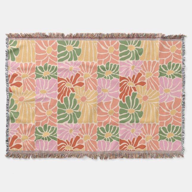Groovy Retro Floral  Throw Blanket (Front)