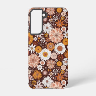 Groovy Retro Flower Garden Pattern Samsung Galaxy Case