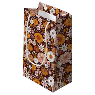 Groovy Retro Flower Garden Pattern Small Gift Bag