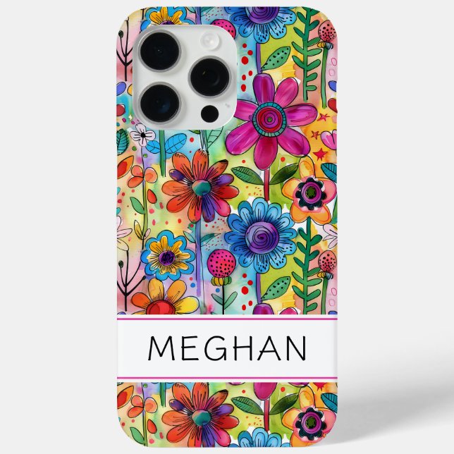 Groovy Retro Flower Power Personalised Case-Mate iPhone Case (Back)