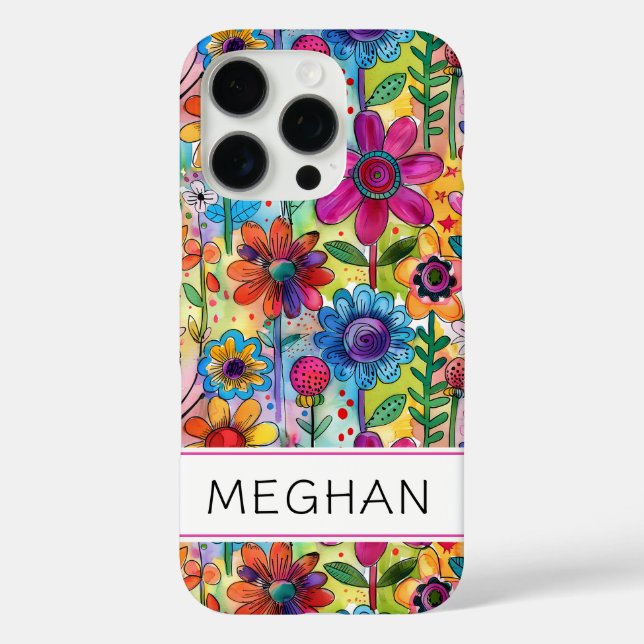 Groovy Retro Flower Power Personalised Case-Mate iPhone Case (Back)
