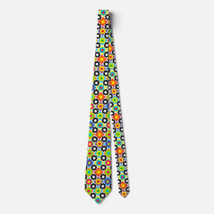 Groovy Retro Flower Power Squares Tie