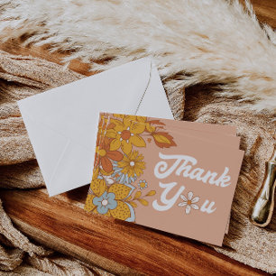 Groovy Retro Flower Thank You Card