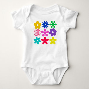 GROOVY RETRO FLOWERS BABY BODYSUIT
