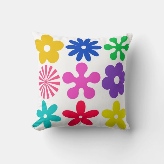 GROOVY RETRO FLOWERS CUSHION (Front)