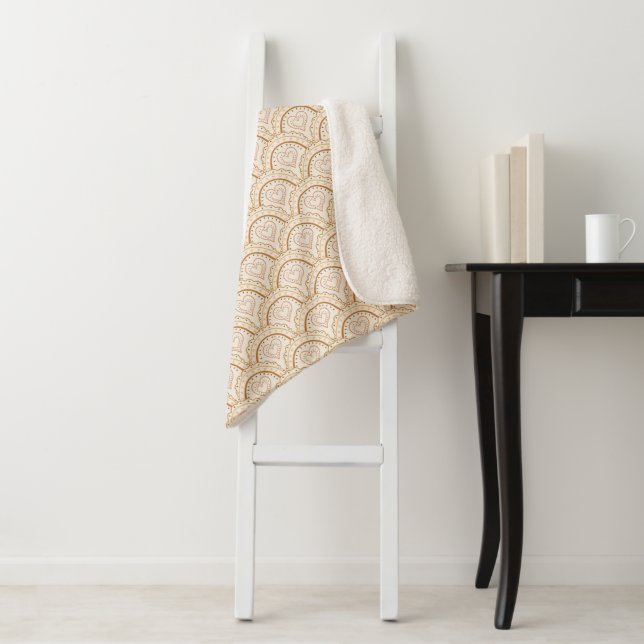 Groovy Retro Flowers Pattern  Sherpa Blanket (In Situ)