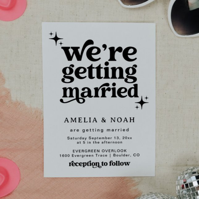 Groovy Retro Font Wedding Invitation (Creator Uploaded)