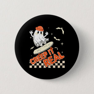 Groovy Retro Ghost Halloween Creep It Real Boys Sk 6 Cm Round Badge